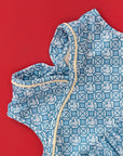 Flare Cheongsam - Blue Mickey Tiles