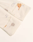 Close-up of cat-patterned clothing cuffs