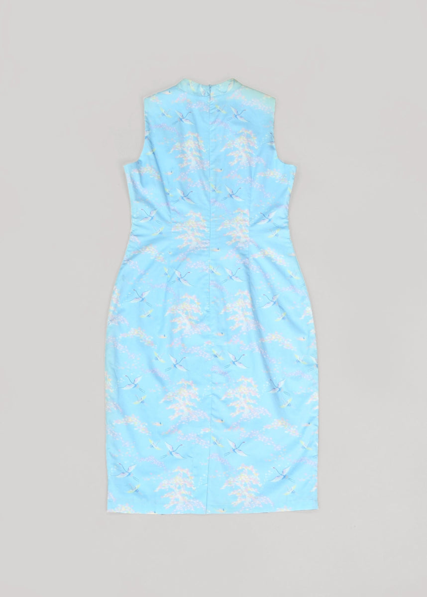Ladies Mini Peony Cheongsam - Blue Cranes