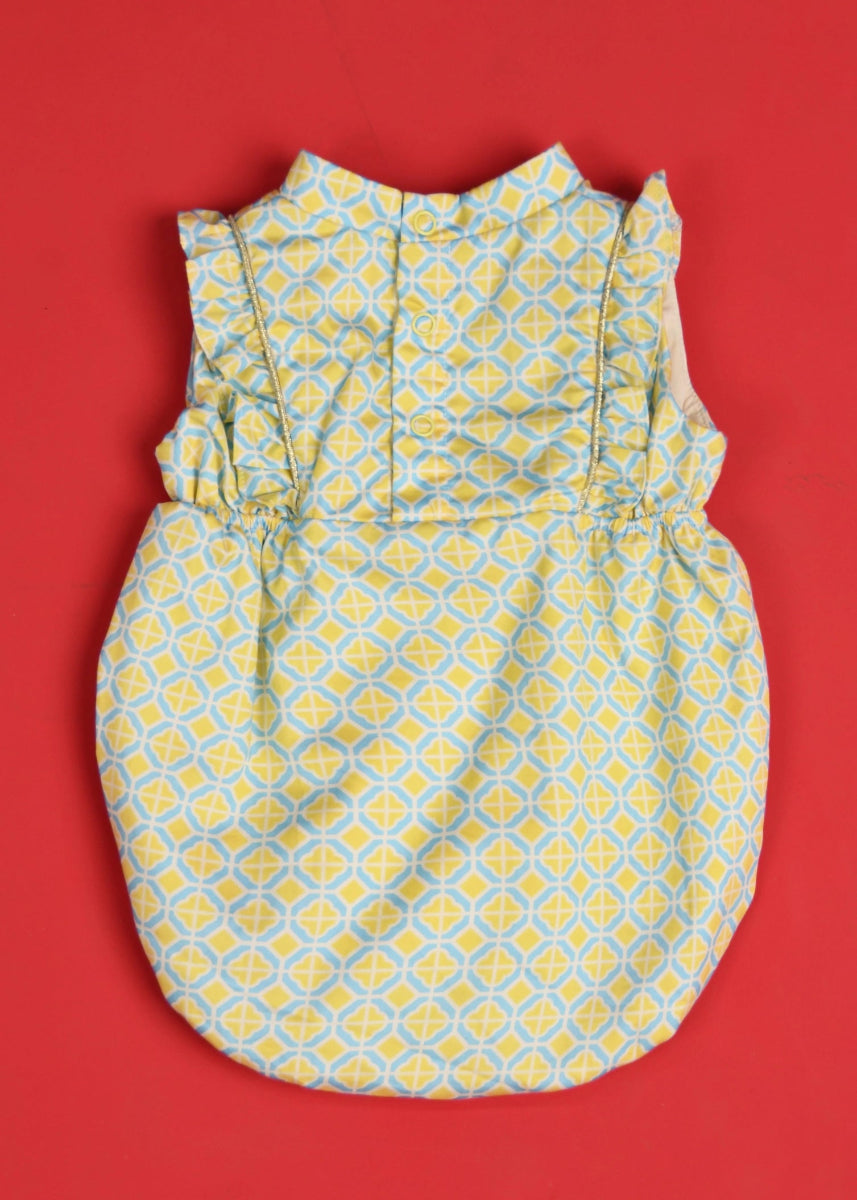 Mia Onesie - Yellow Blue Mosaic