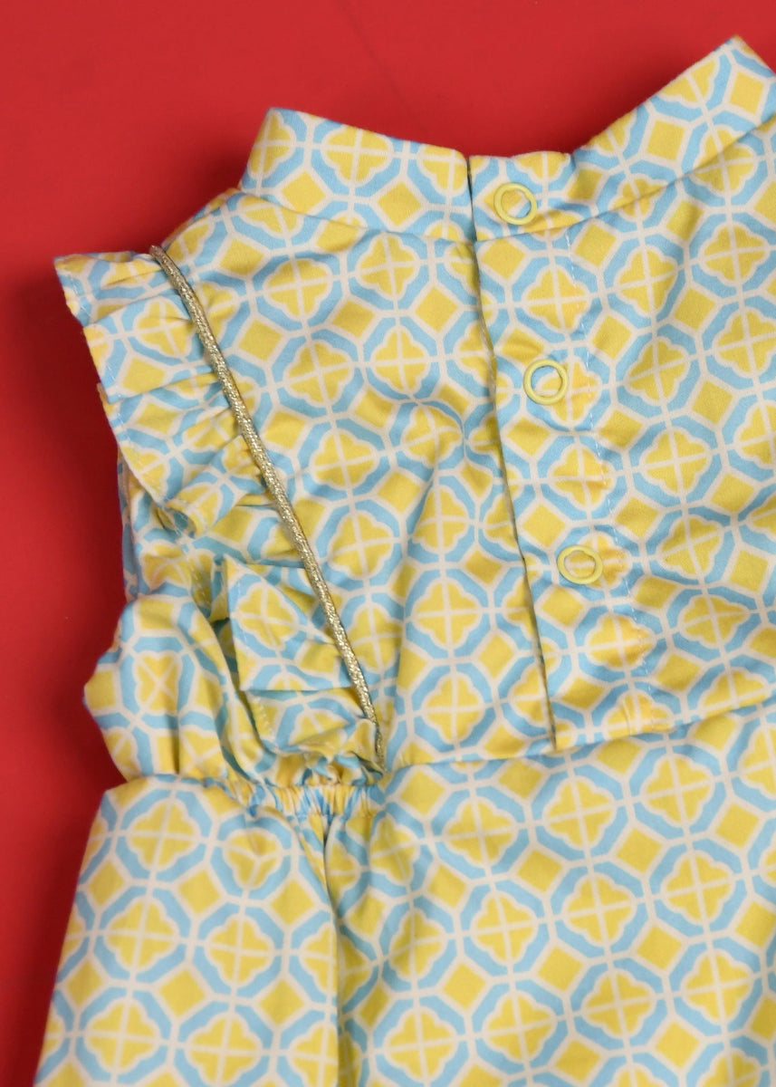 Mia Onesie - Yellow Blue Mosaic