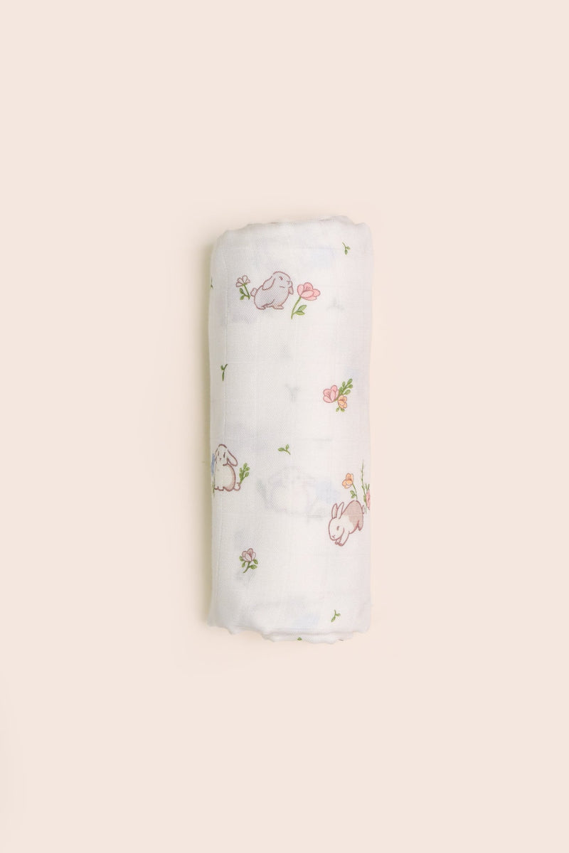 Bamboo Muslin Swaddle - Floral Bunny