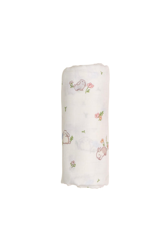 Bamboo Muslin Swaddle - Floral Bunny
