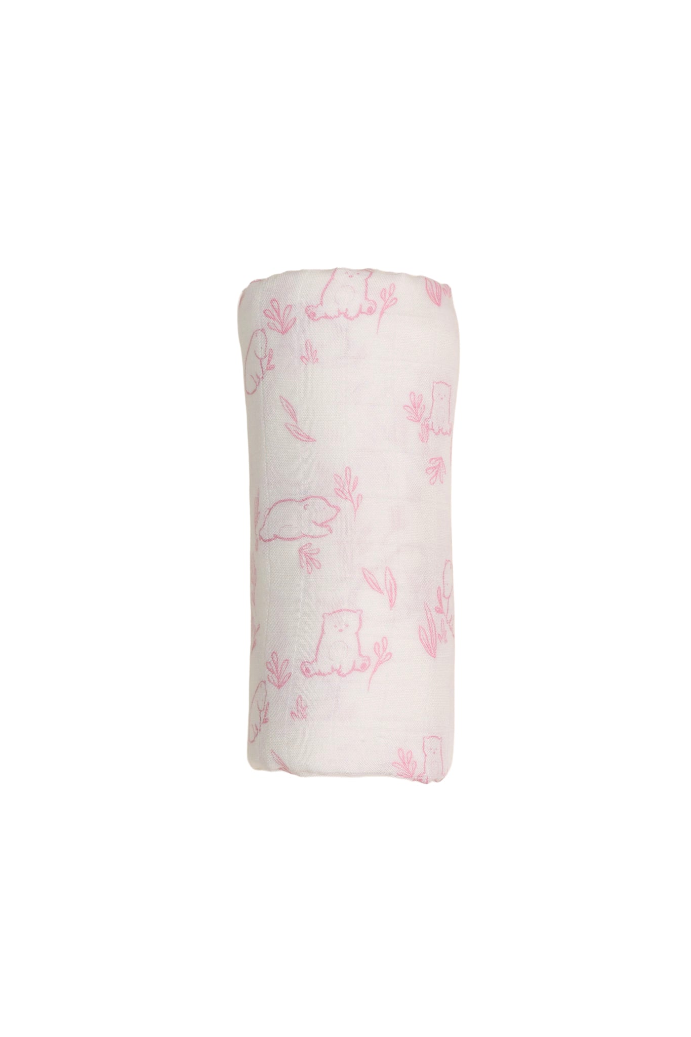 Bamboo Muslin Swaddle - Beary Pink