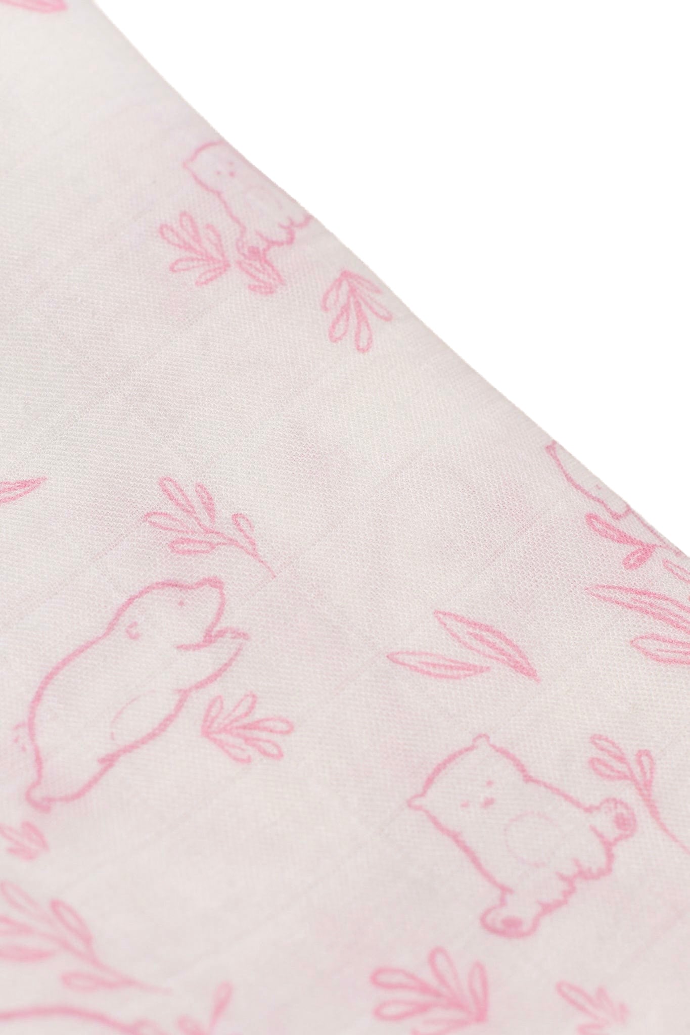 Bamboo Muslin Swaddle - Beary Pink