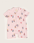 Mandarin-collared Polo Romper - Firecracker Mickey