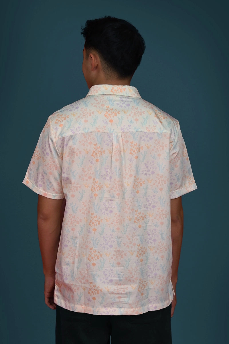 Men's Shirt - Cream Floral Bamboo