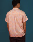 Men's Mandarin-collared Shirt - Pink Floral Bamboo