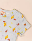 Short-Sleeve Onesie - Blue Trains Pooh