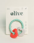 Olive Silicone Toys | Double Heart Teething Ring