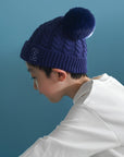 Double-Pom Beanie - Dark Blue
