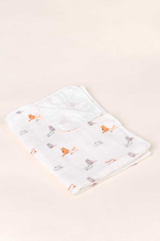 Bamboo Muslin Blanket - Sleepy Cats