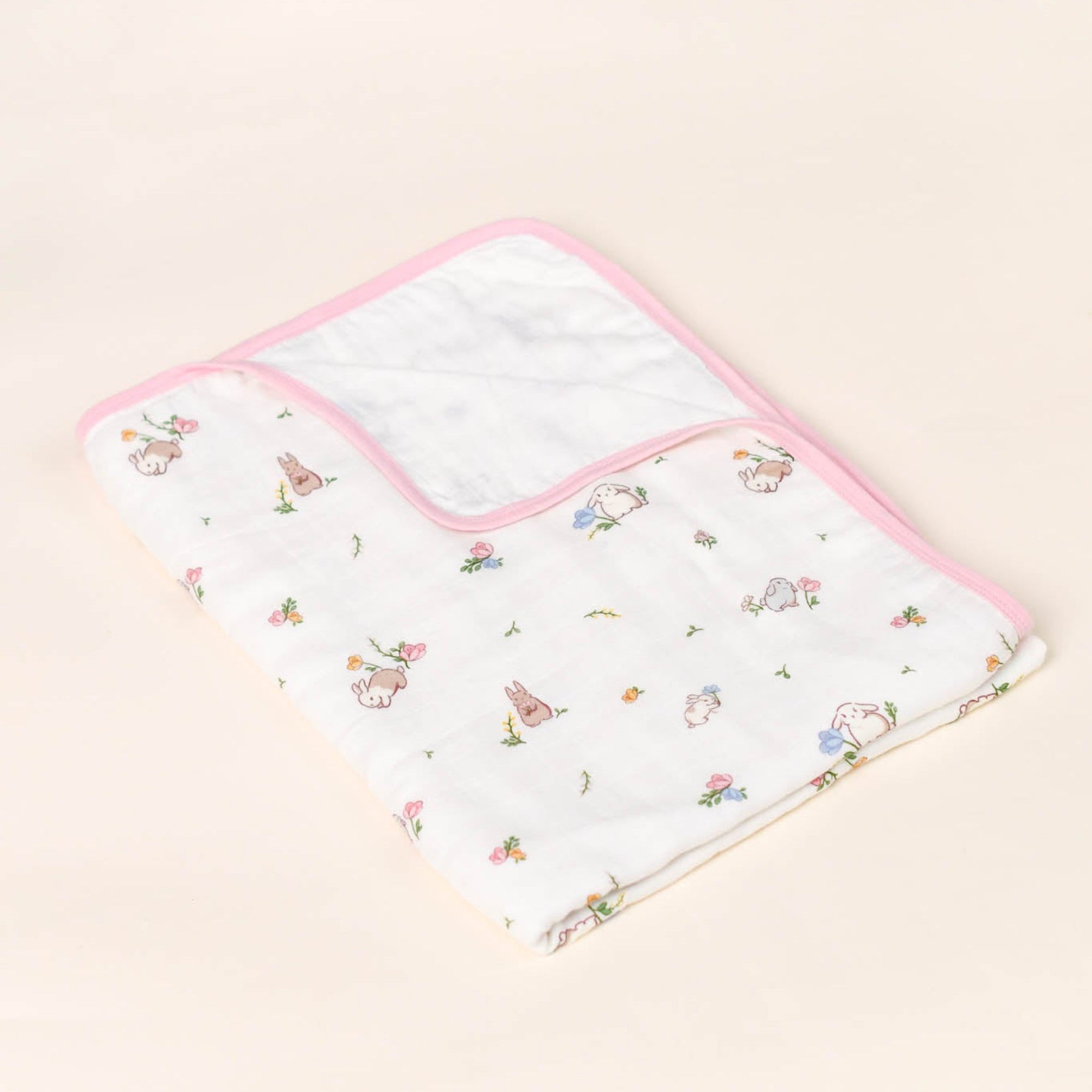 Bamboo Muslin Blanket - Floral Bunny