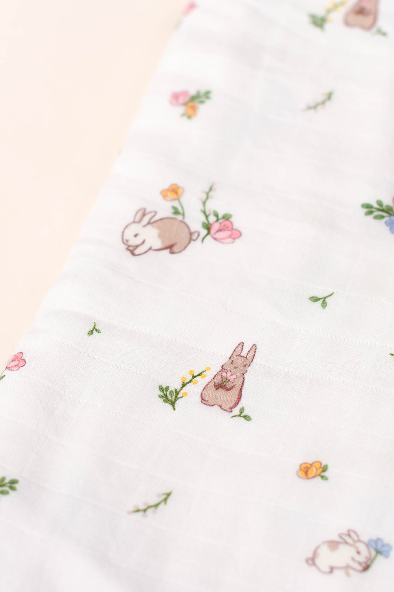 Bamboo Muslin Blanket - Floral Bunny