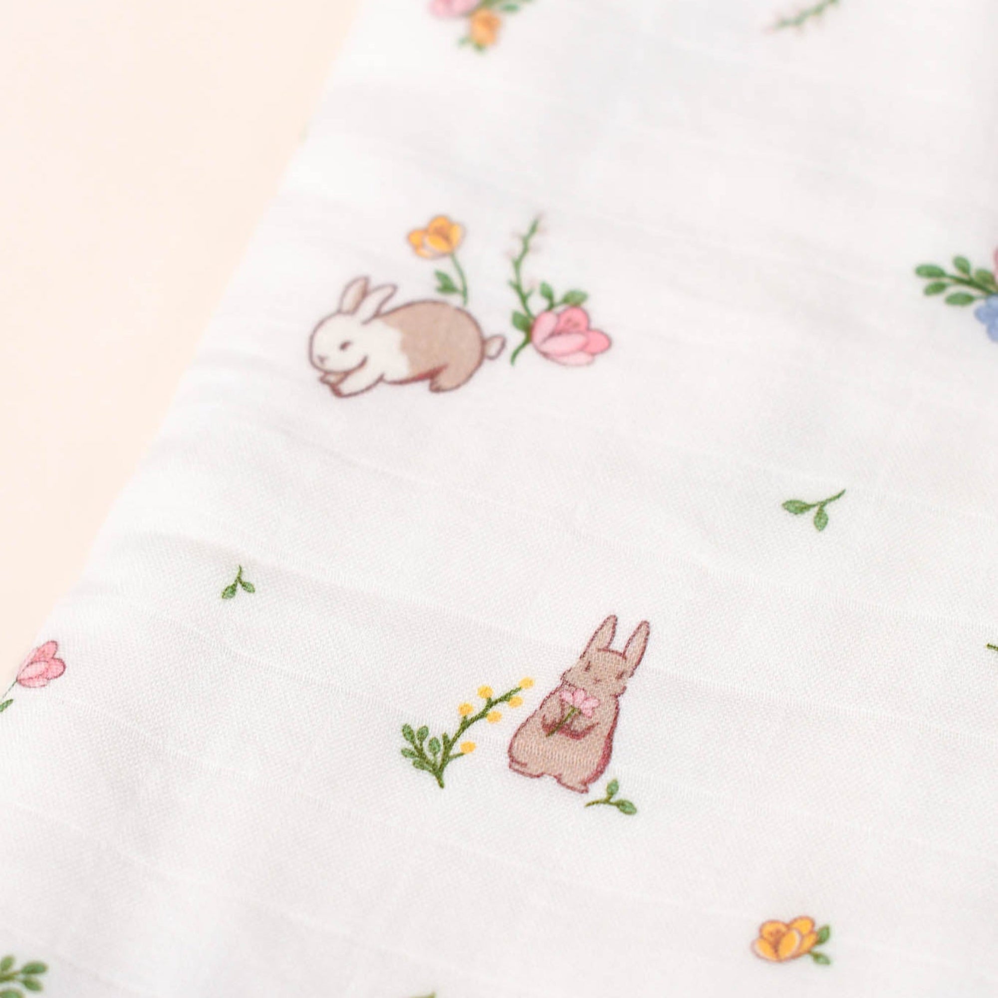 Bamboo Muslin Blanket - Floral Bunny