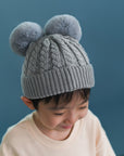Double-Pom Beanie - Grey