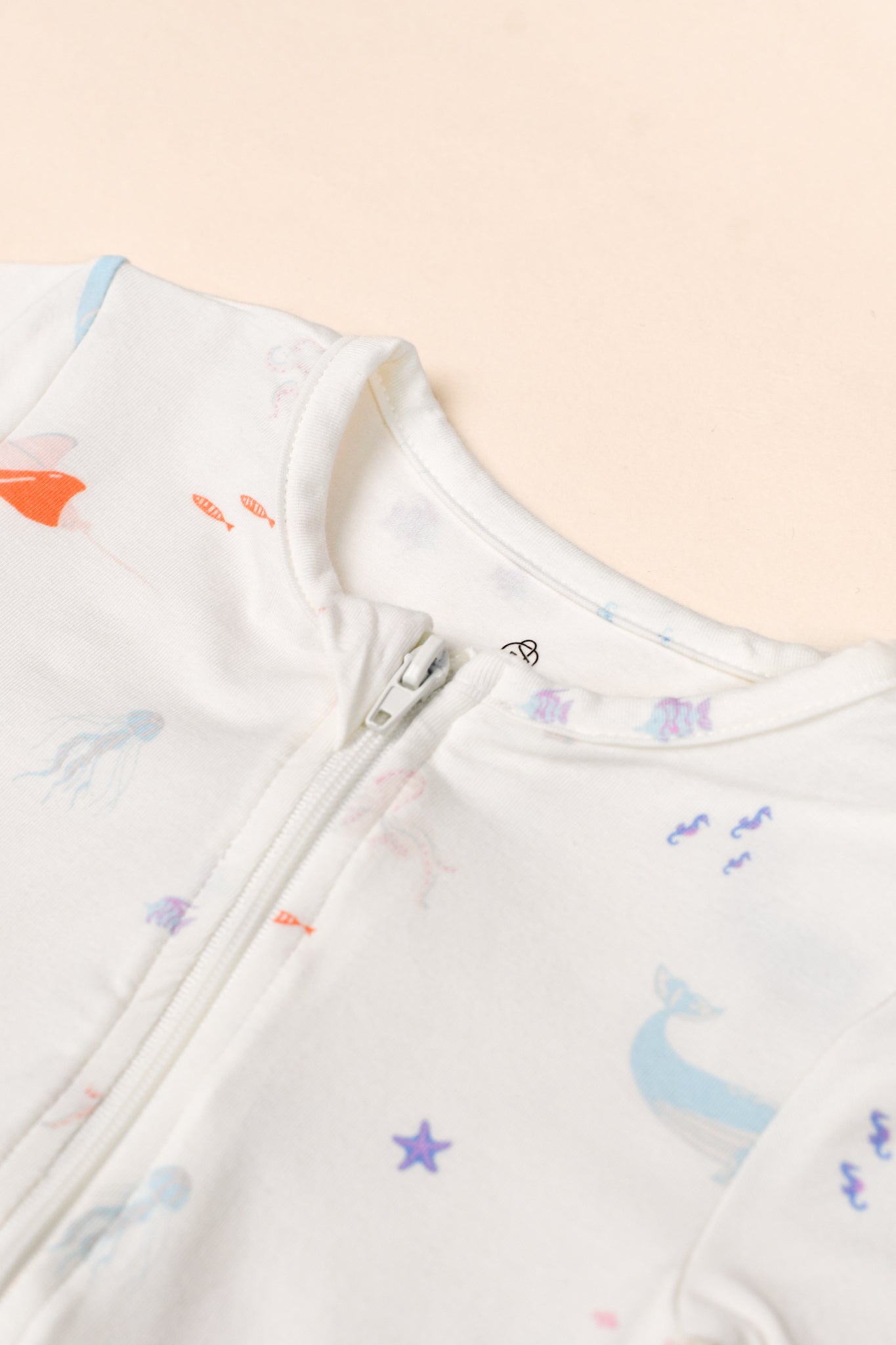 Short-Sleeve Zip Romper - Colourful Sea Creatures