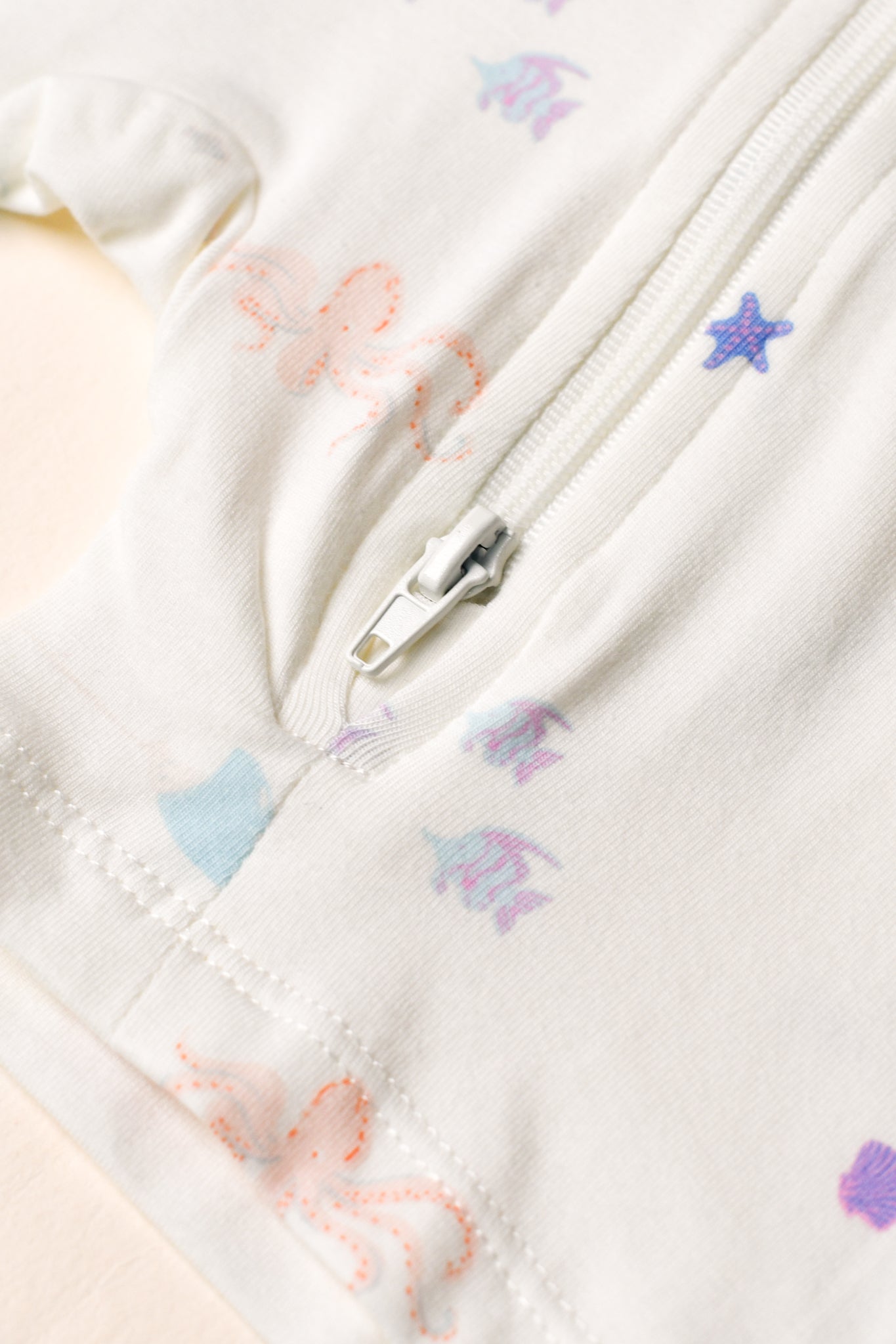 Short-Sleeve Zip Romper - Colourful Sea Creatures