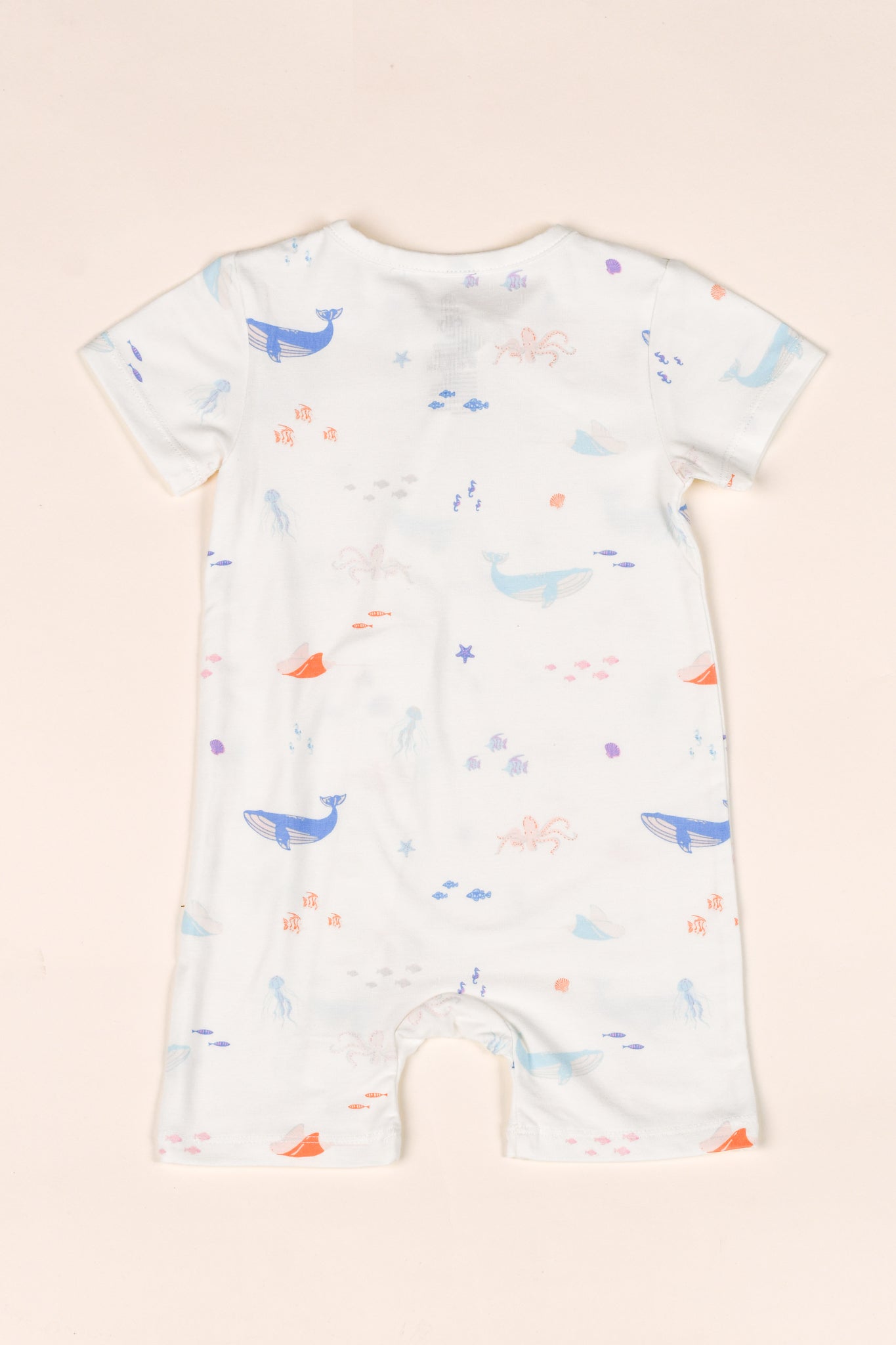 Short-Sleeve Zip Romper - Colourful Sea Creatures