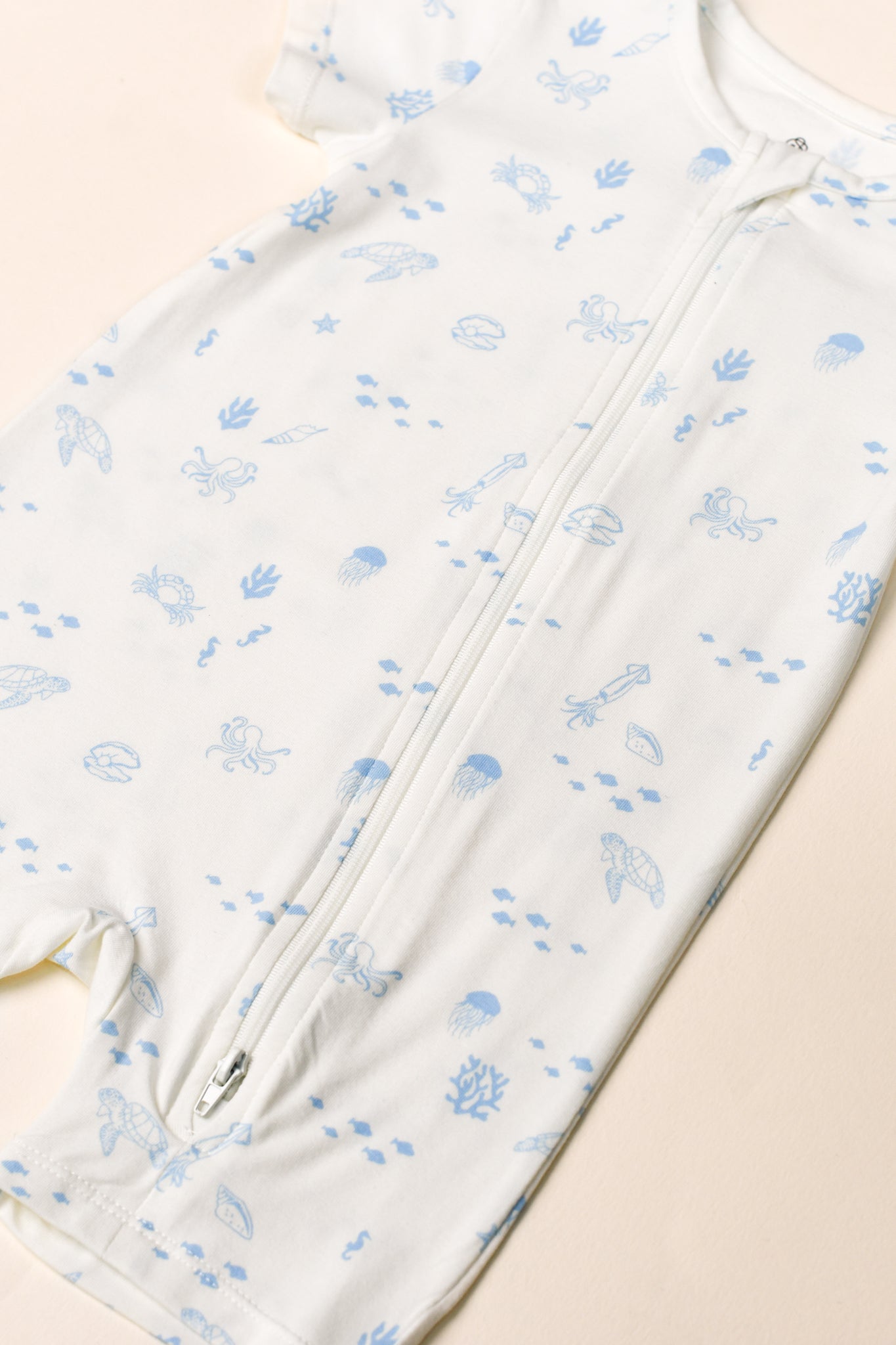 Short-Sleeve Zip Romper - Blue Sea Creatures | The Elly Store
