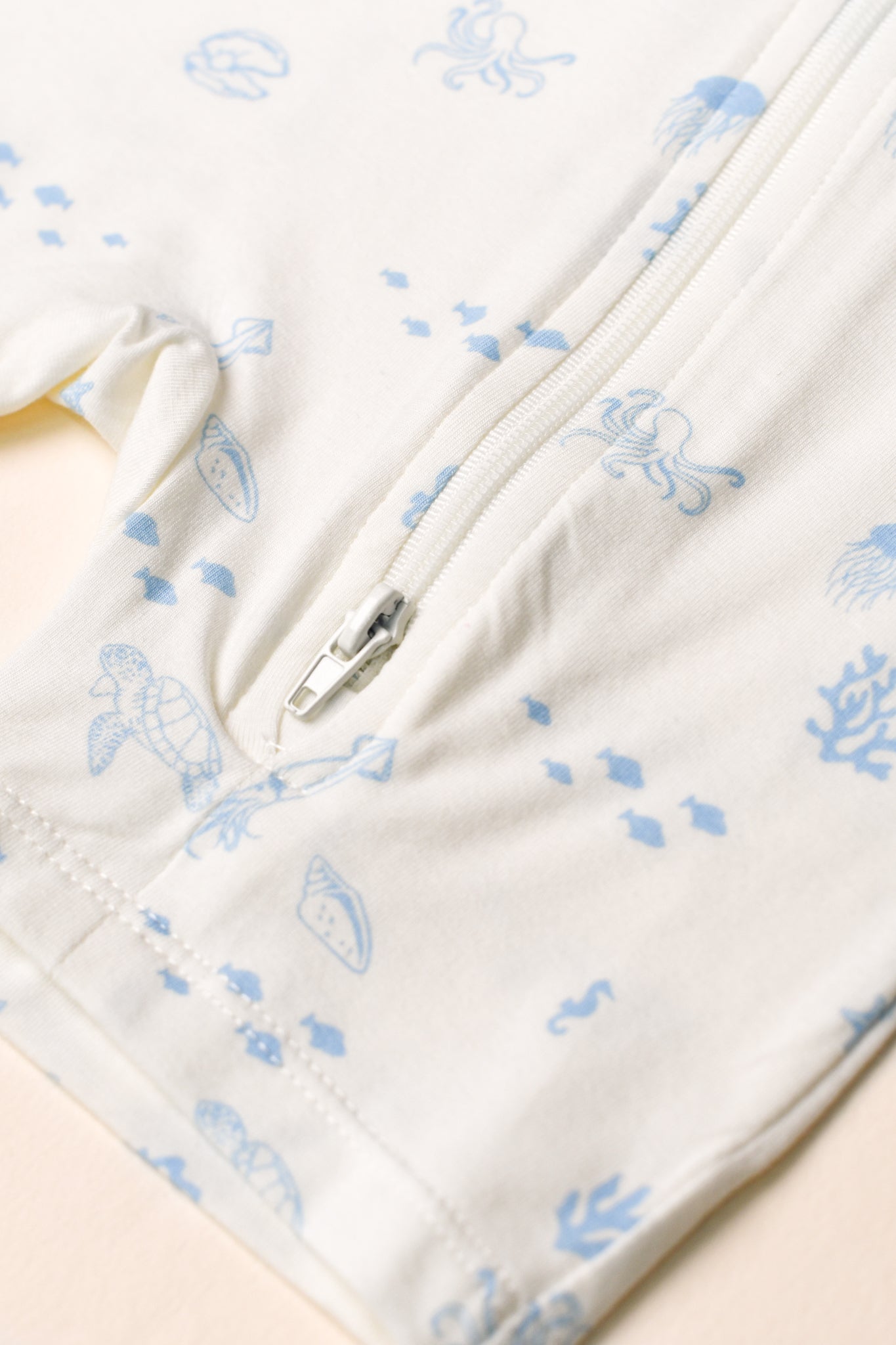 Short-Sleeve Zip Romper - Blue Sea Creatures | The Elly Store