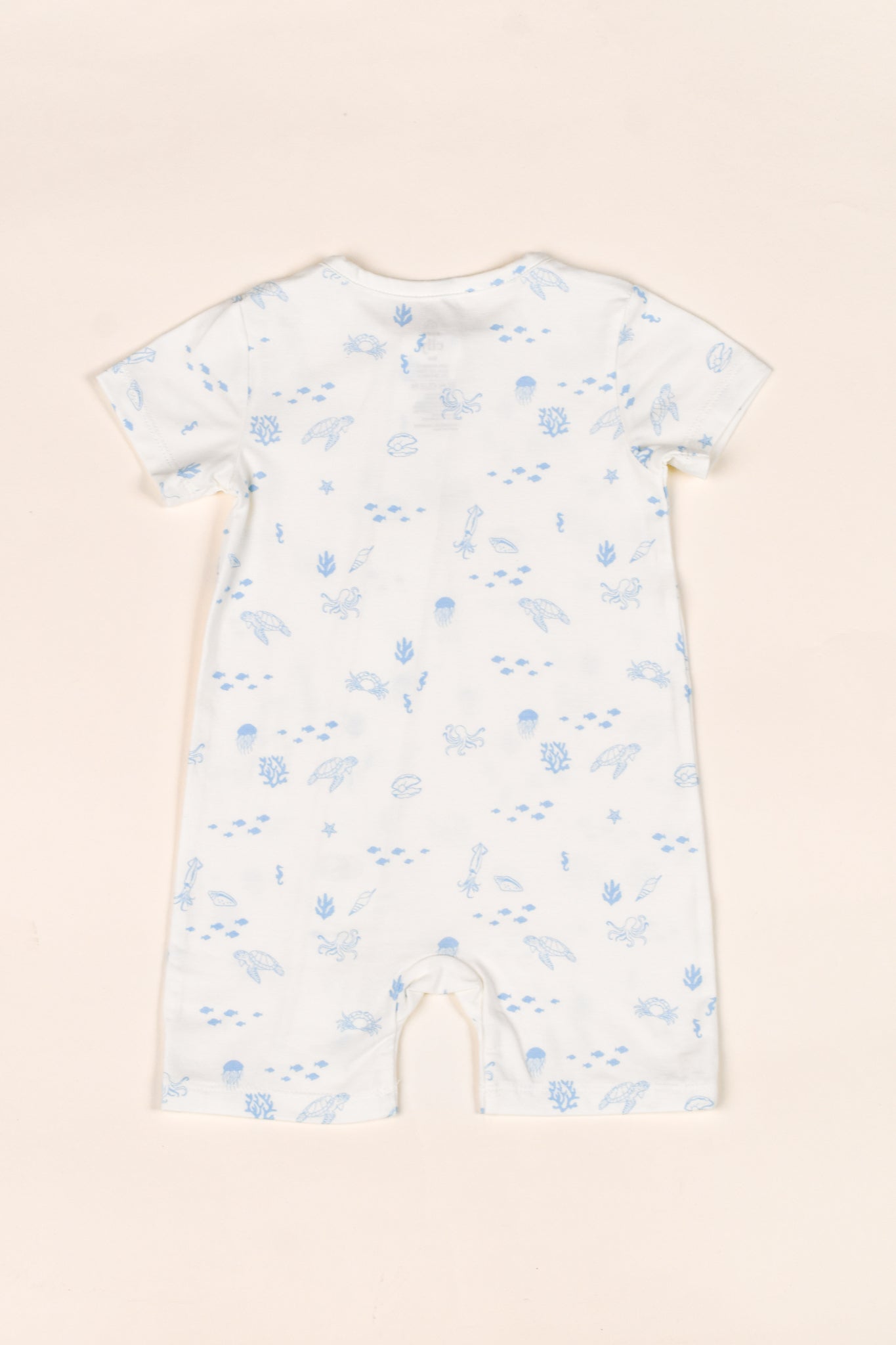 Short-Sleeve Zip Romper - Blue Sea Creatures | The Elly Store