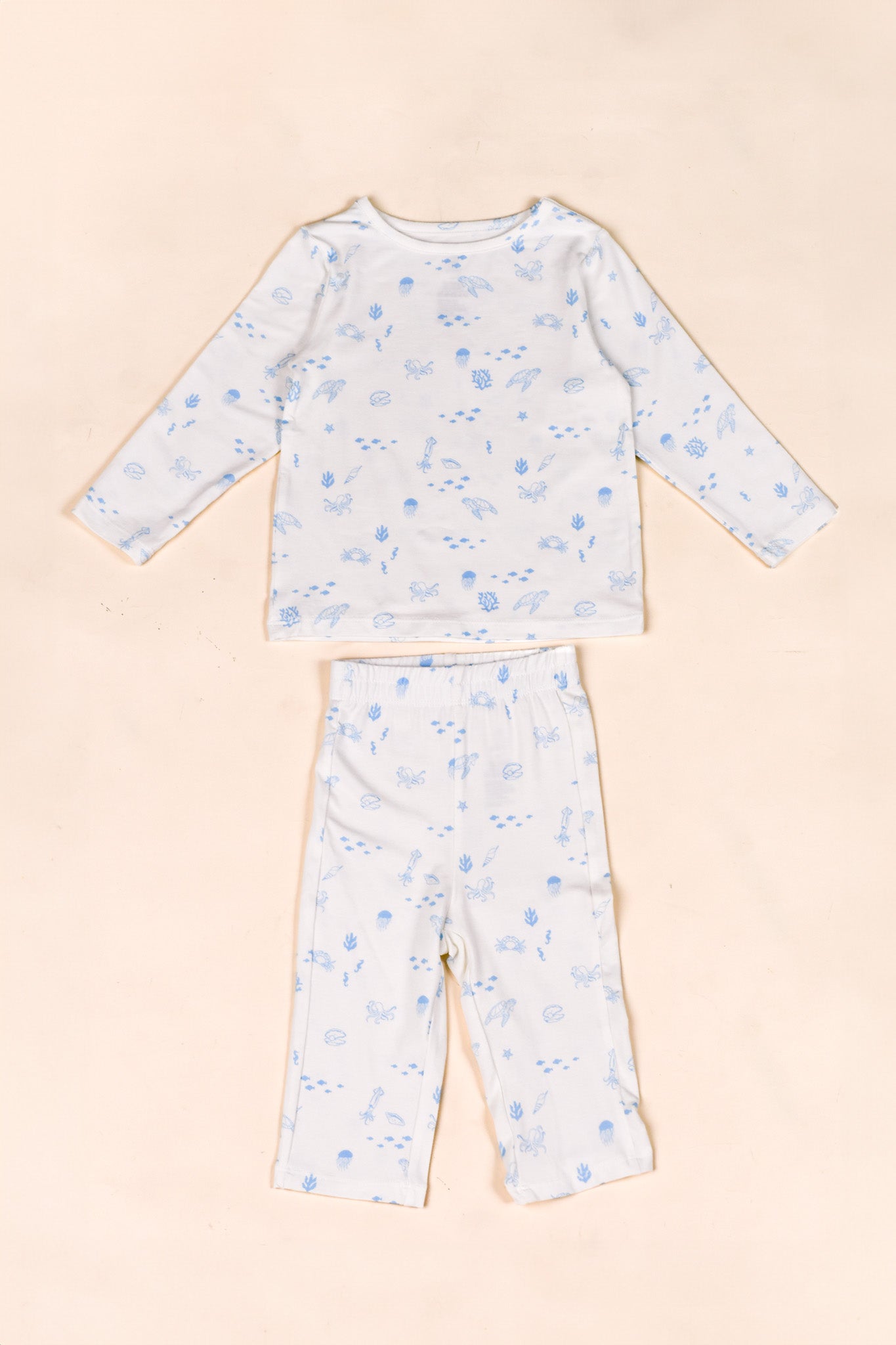 Long-Sleeve Pyjamas Set - Blue Sea Creatures | The Elly Store