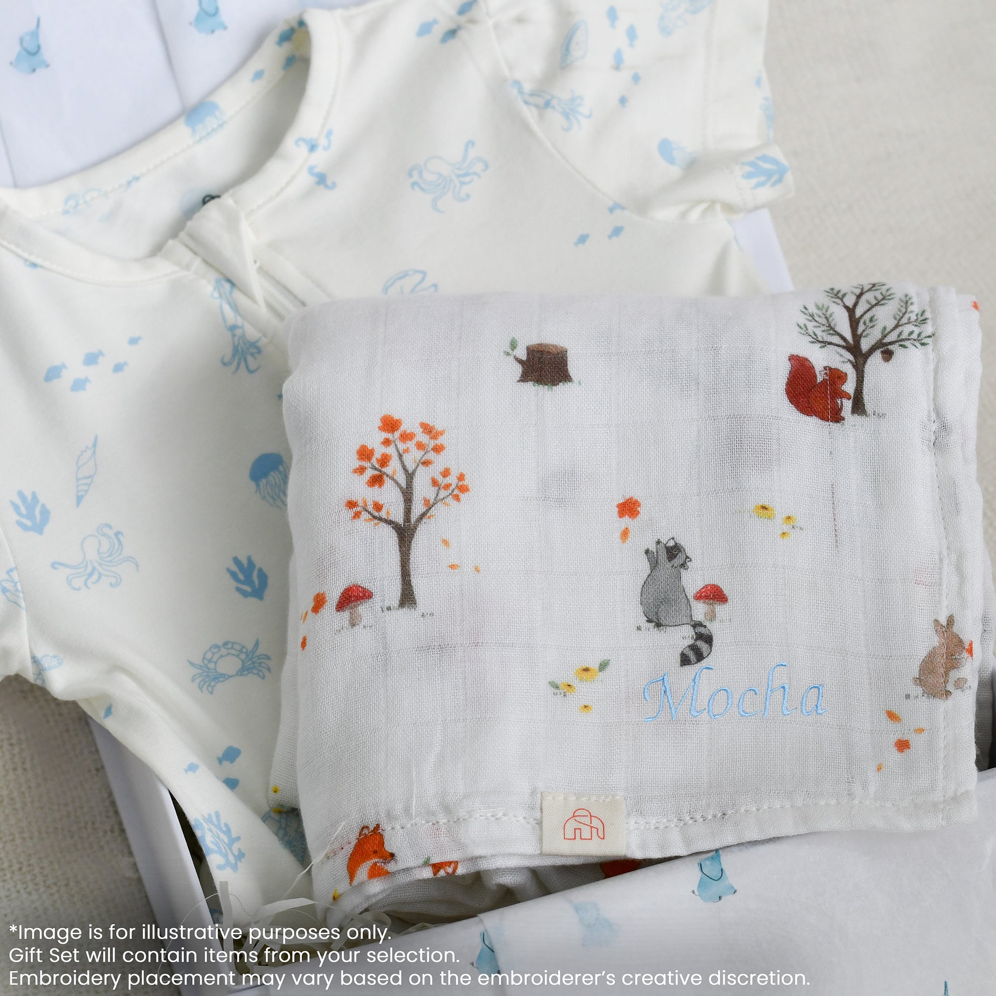 Blue Sea Creatures Personalisable Baby Gift Set