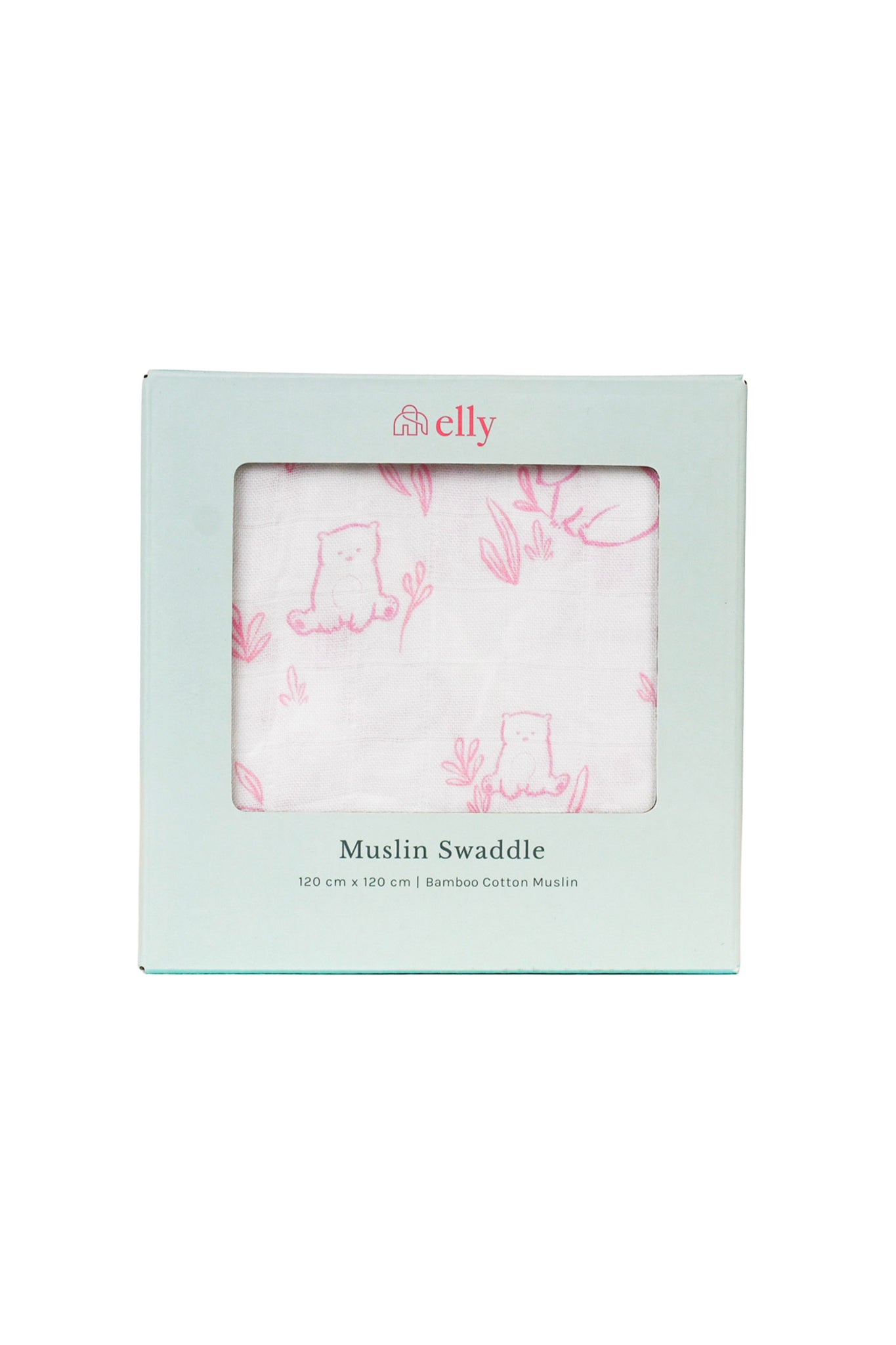 Bamboo Muslin Swaddle - Beary Pink
