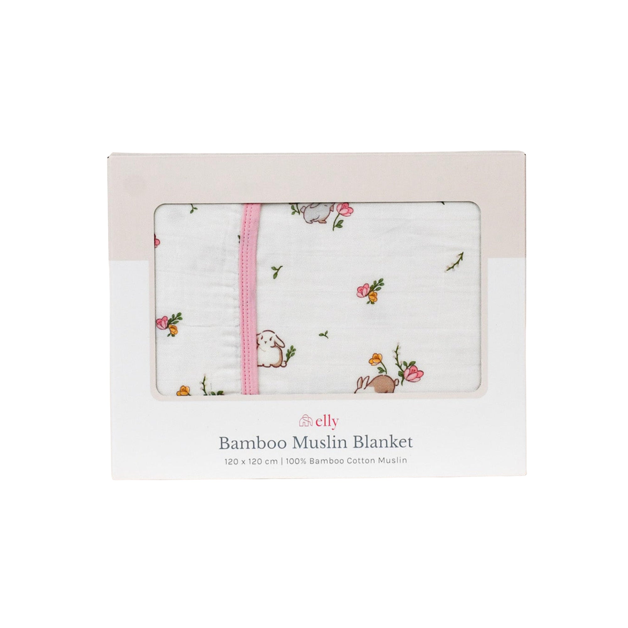 Bamboo Muslin Blanket - Floral Bunny