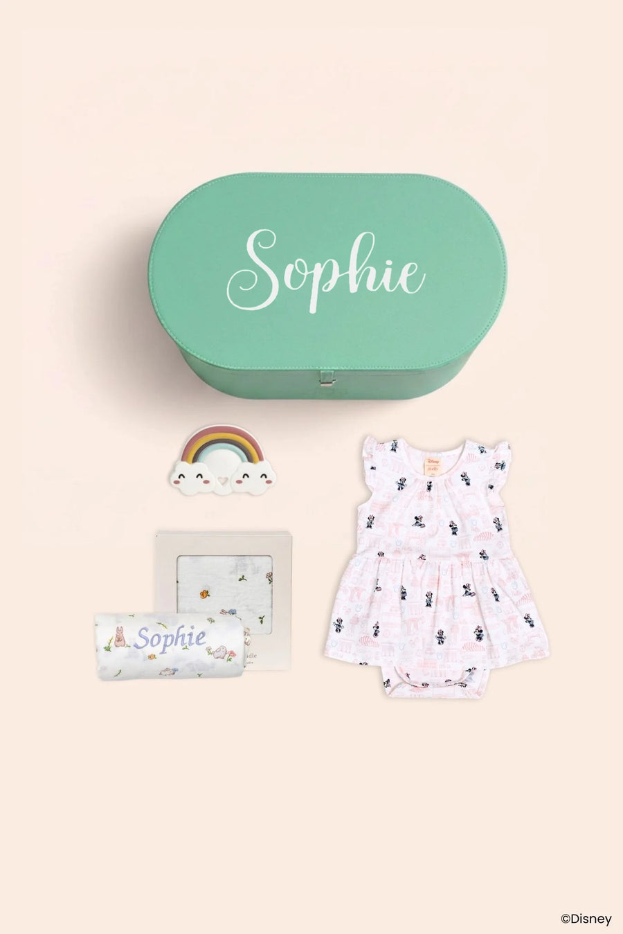 Deluxe Keepsake Gift Sets — personalised turquoise keepsake box with premium baby items