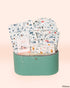 turquoise gift box - jersey blanket, personalised hooded robe, swaddle and baby milestone card 