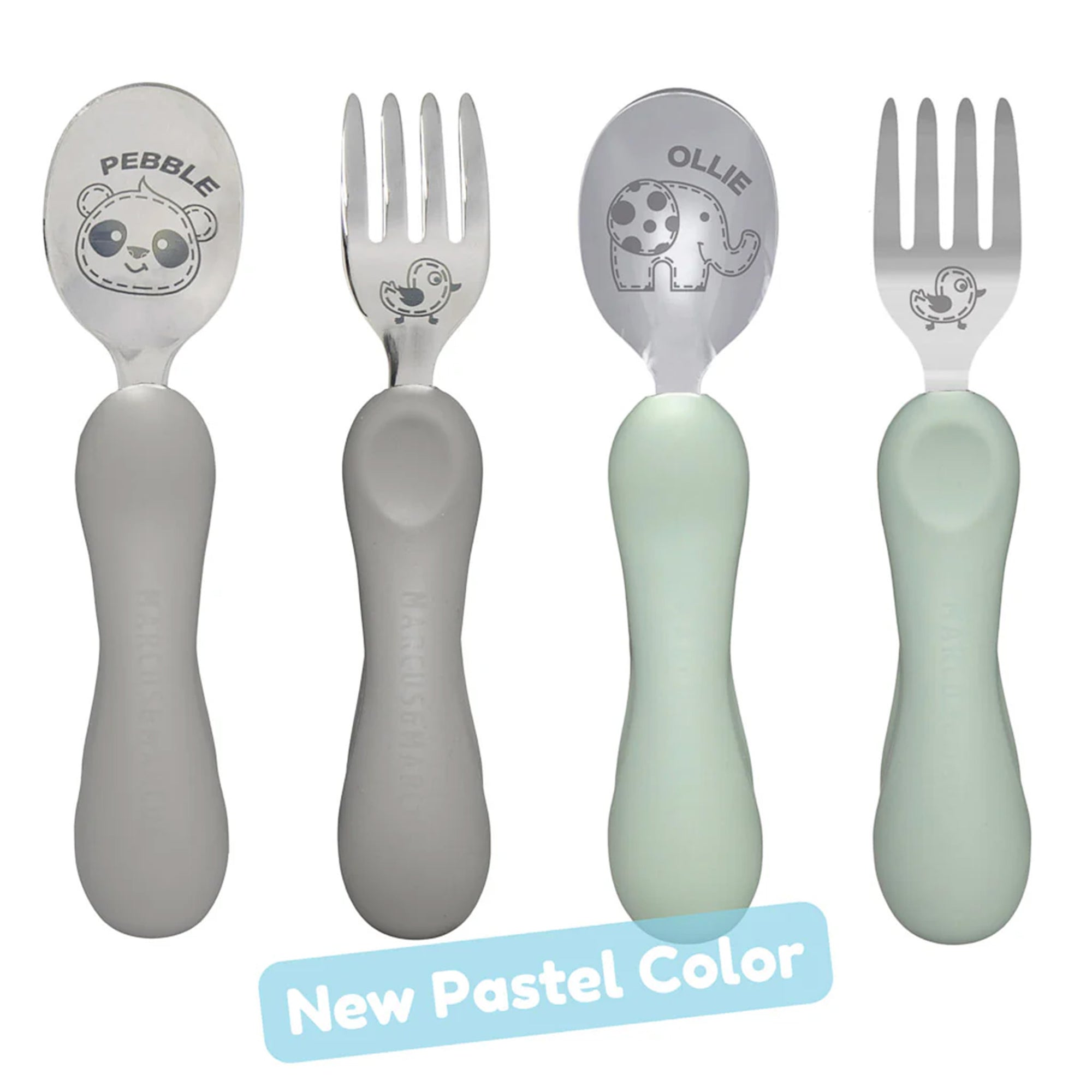 Pastel Easy Grip  Fork & Spoon Set (with case)