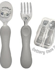 Easy Grip  Fork & Spoon Set - Pebble (with case)