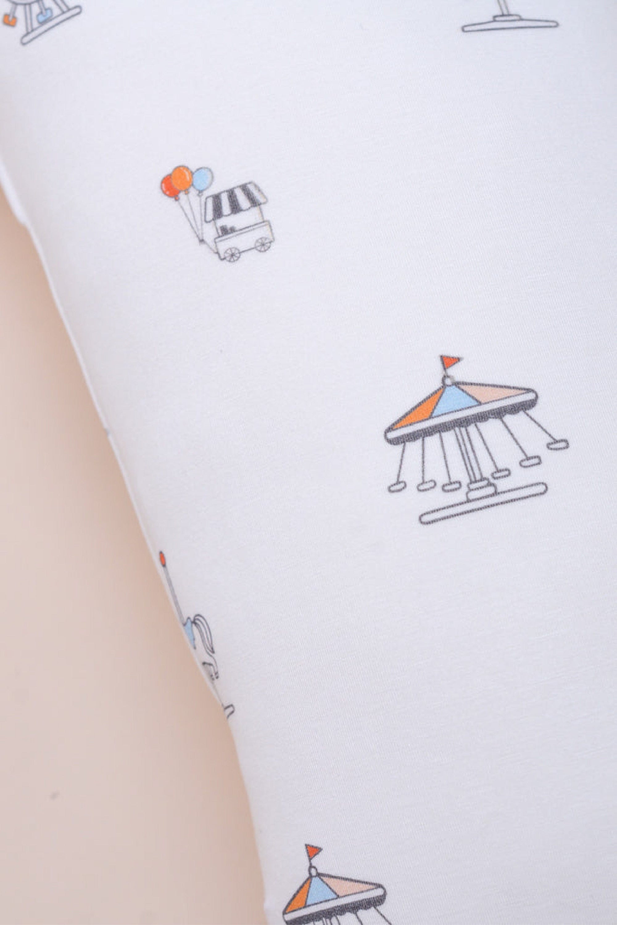 Close-up of Exploded Pillow with Carousel Print