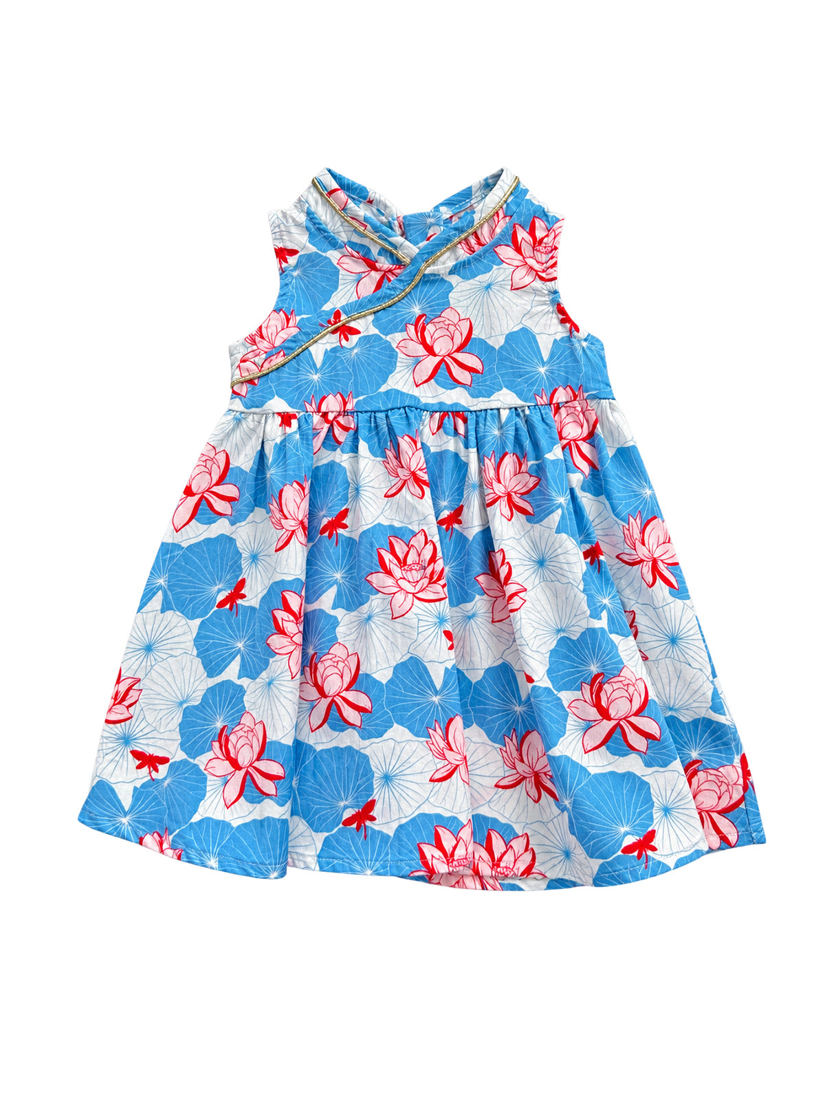 Flare Cheongsam - Blue Lotus