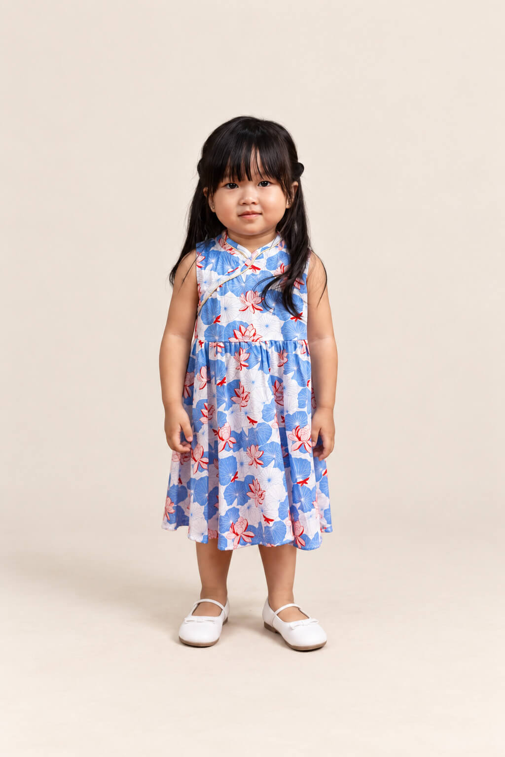 Flare Cheongsam - Blue Lotus