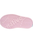 Pink gradient rubber outsole with textured grip pattern and anti-slip traction design