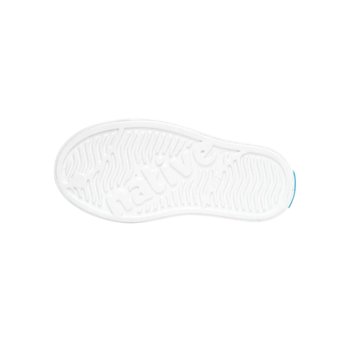 white iridescent rubber outsole with textured grip pattern and anti-slip traction design