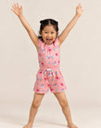 Flutter Playsuit Pink Teapots