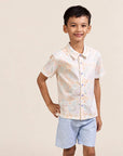 Little Man Shirt - Cream Floral Bamboo