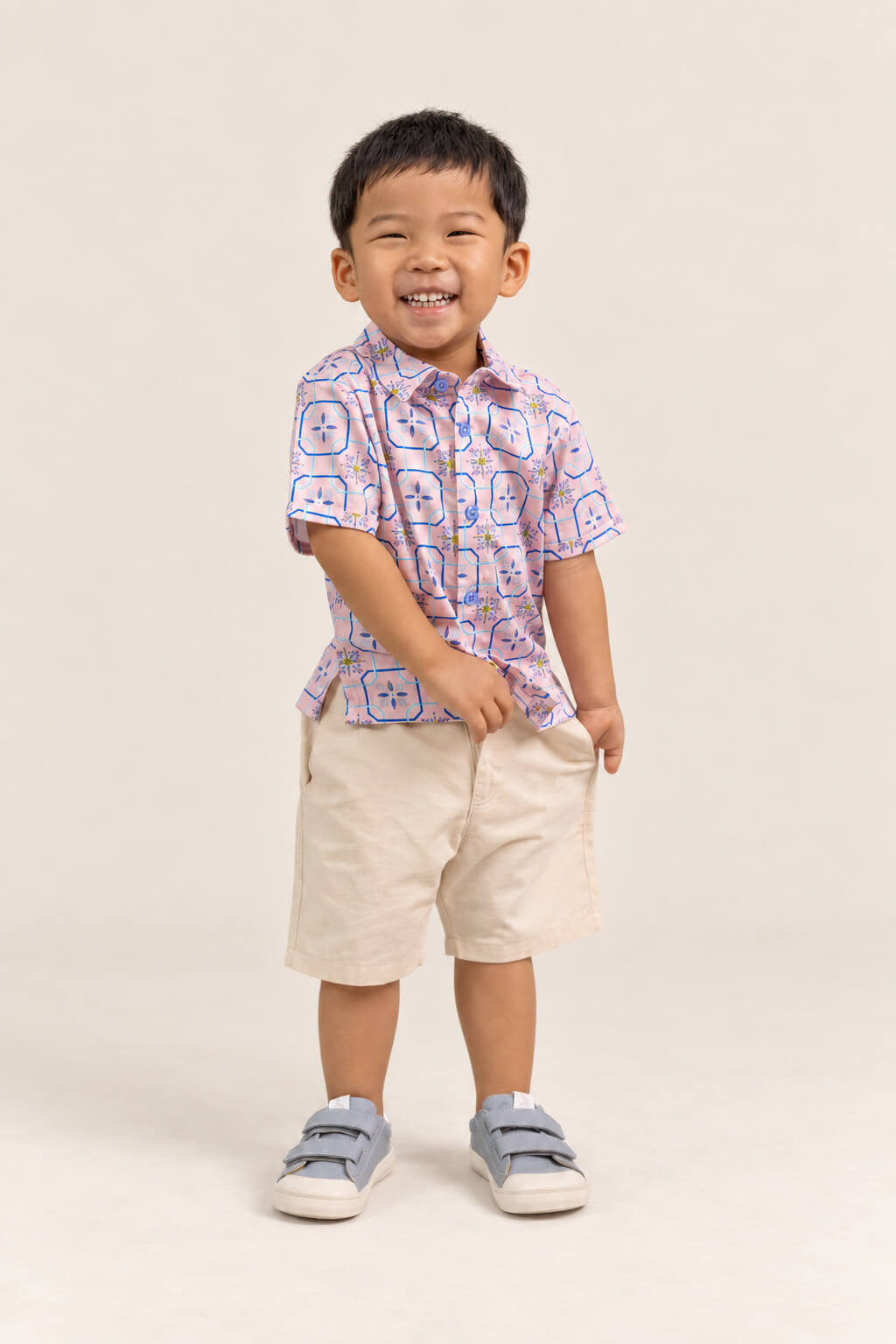 Little Man Shirt - Pink Tiles