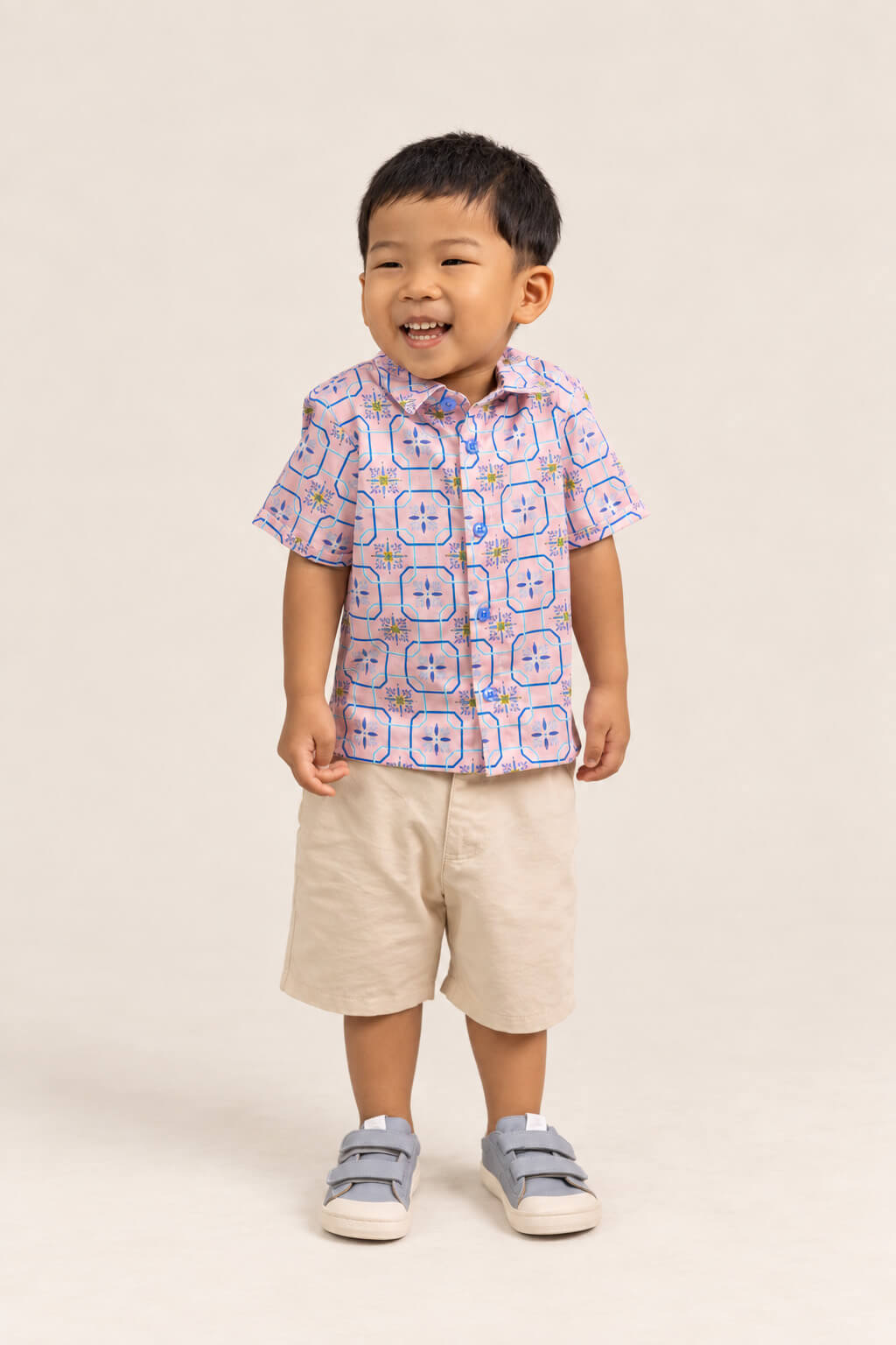 Little Man Shirt - Pink Tiles