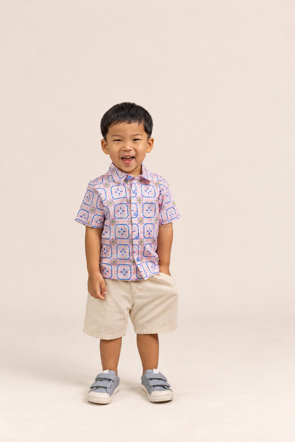 Little Man Shirt - Pink Tiles