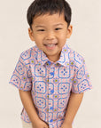 Little Man Shirt - Pink Tiles