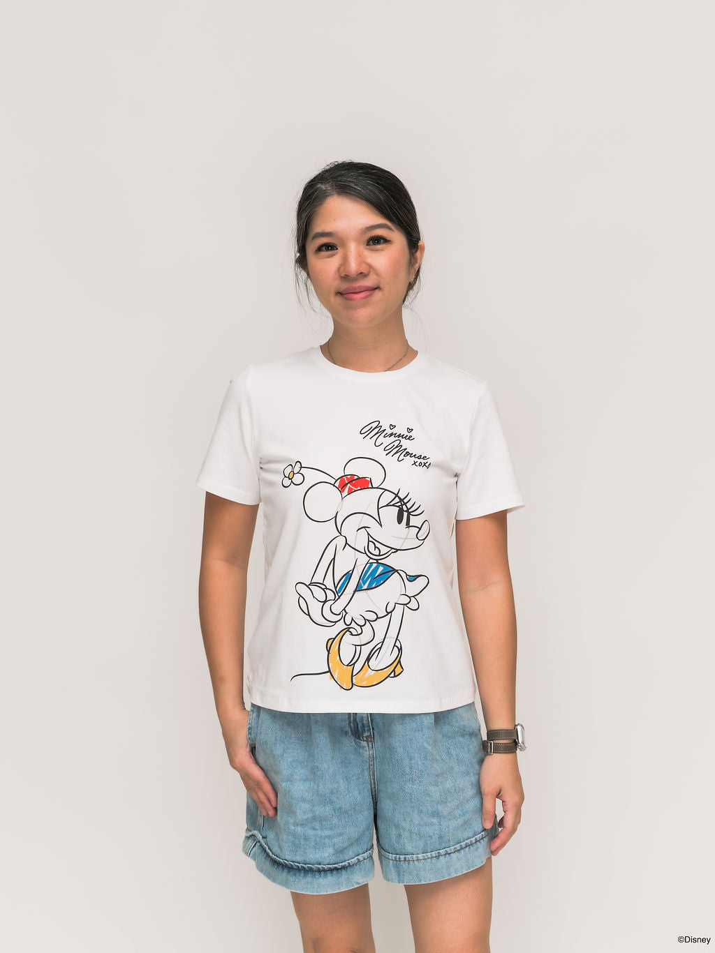 Ladies Tee Doodle Minnie front close up