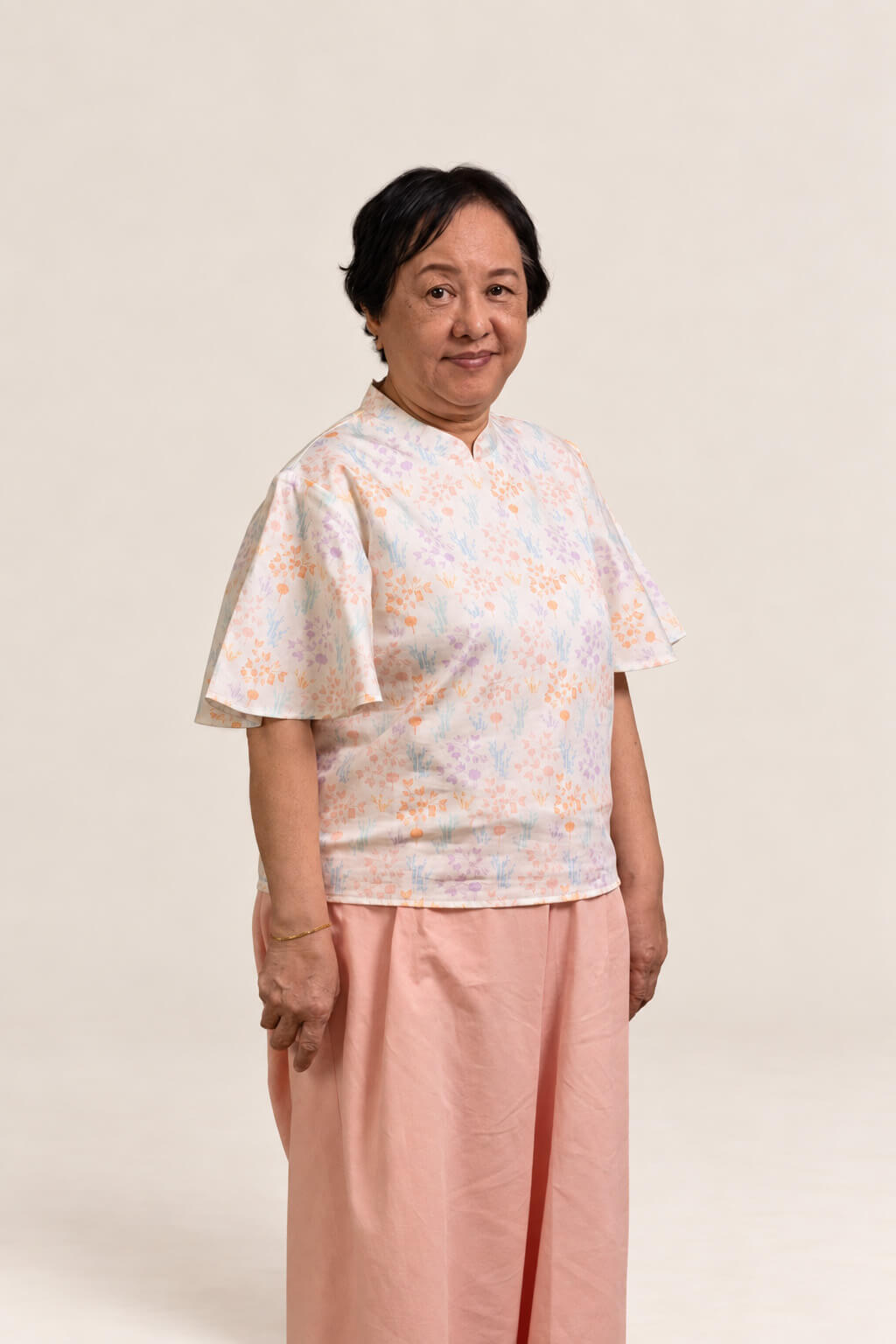 Ladies Amanda Top - Cream Floral Bamboo