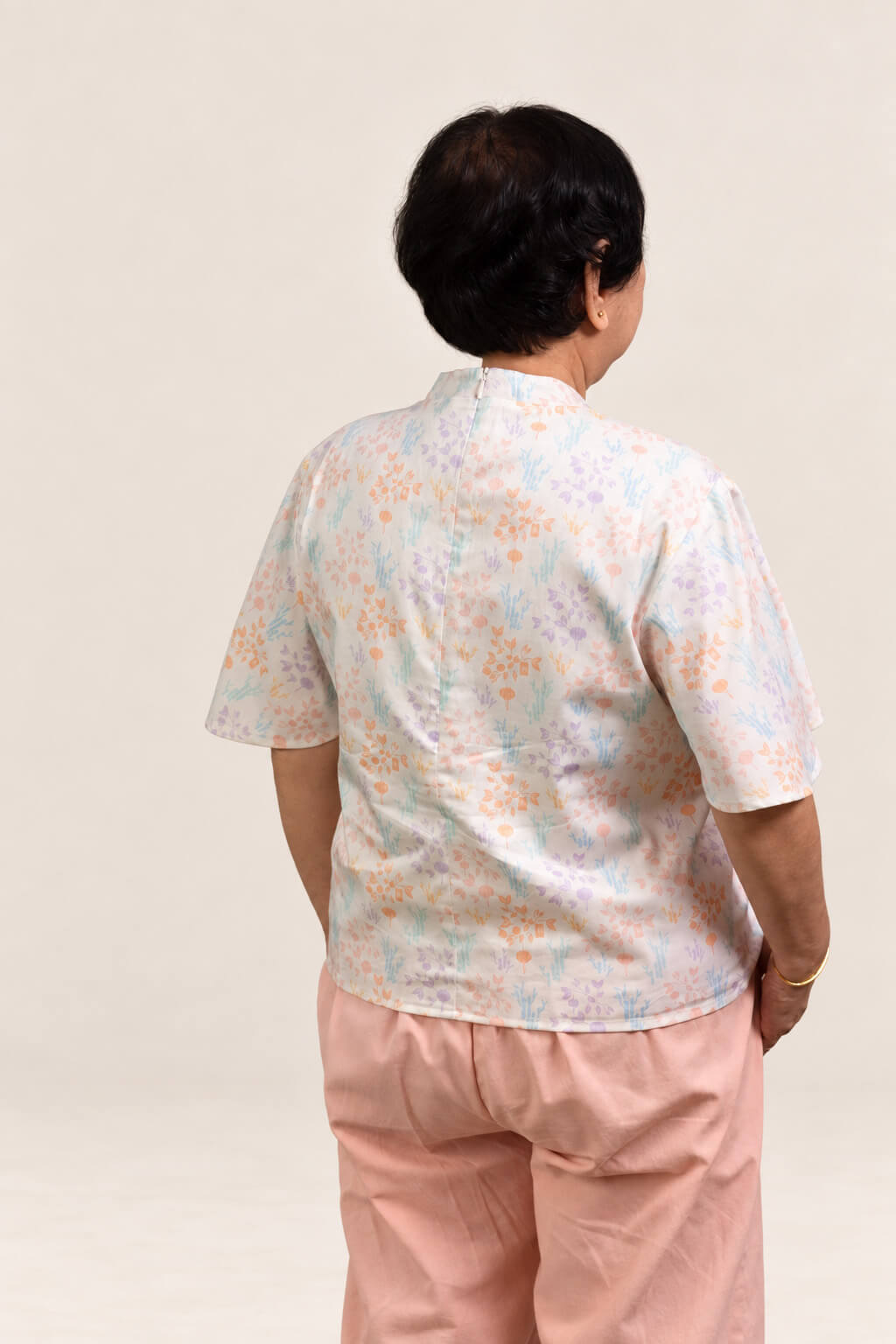 Ladies Amanda Top - Cream Floral Bamboo