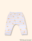 Baby leggings with pink stripes and Pooh print, soft bamboo cotton fabric