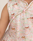 Luna Cheongsam - Meadow Horses closeup